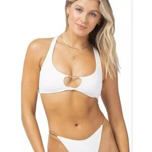 L*Space Jaylo Bikini Top in Cream Racerback Size Small NWT